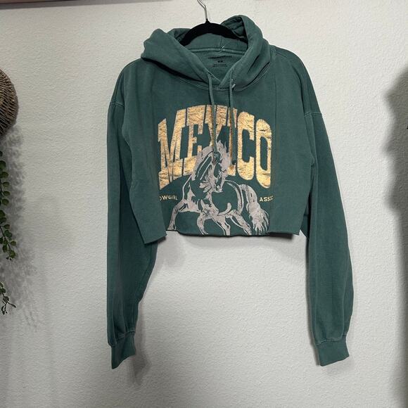 NEW UO Mexico Cowgirl Graphic Cropped Hoodie Pullover MD Western Retro Urban - Picture 2 of 10